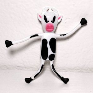 Children's Toy Cow Figuring Black & White Moveable Arms & Legs 4 inches Tall
